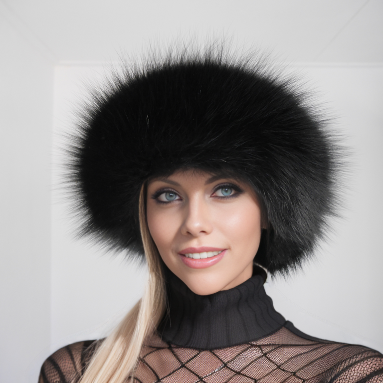 Black fox fur headband