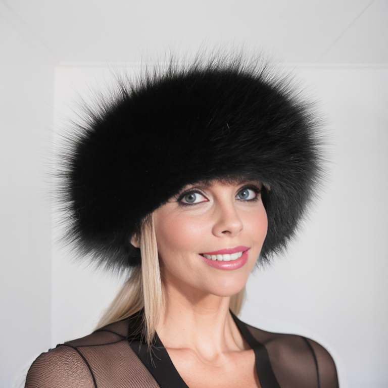 Black fox fur headband