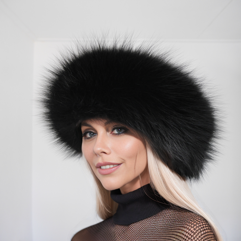 Black fox fur headband