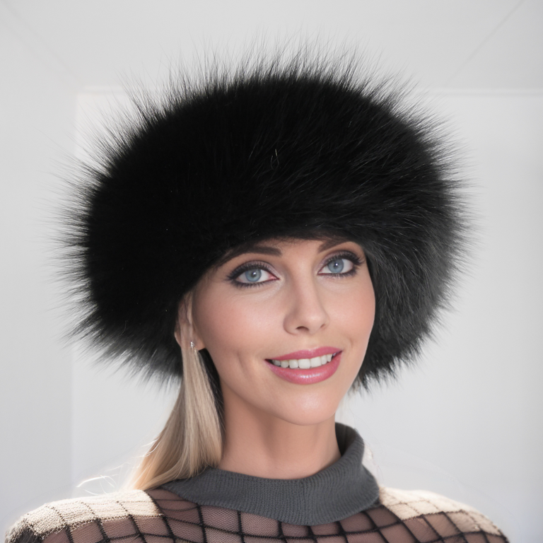 Black fox fur headband