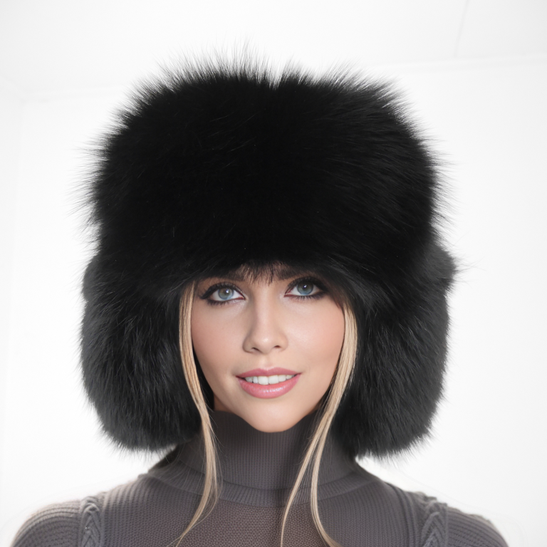 SAGA black fox fur hat