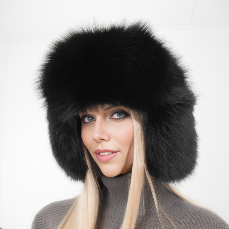 SAGA black fox fur hat