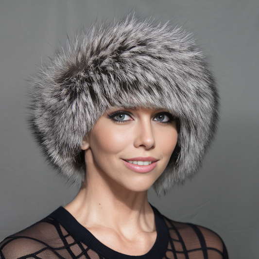 Silver fox fur headband