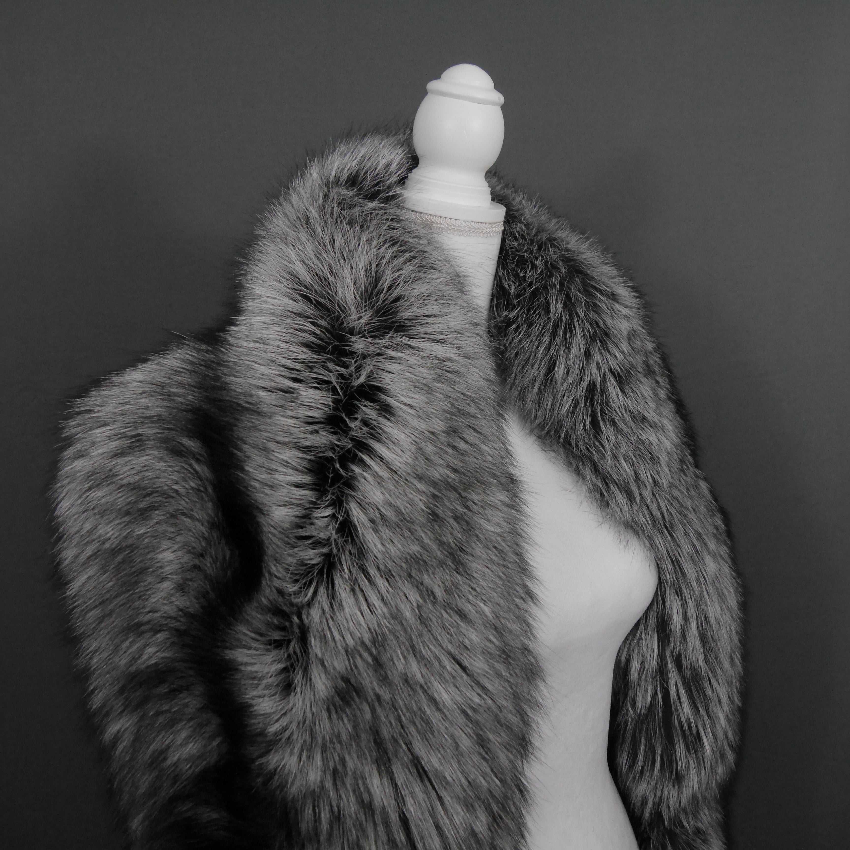 Genuine Silver Fox Fur Scarf Sash hotsell Belt