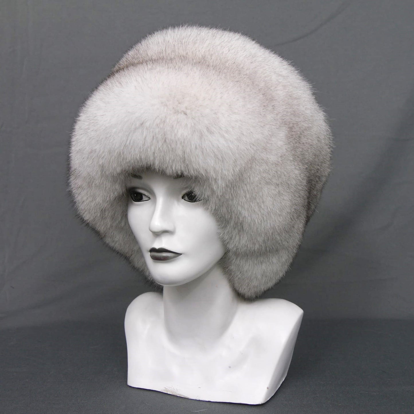 Blue fox fur hat