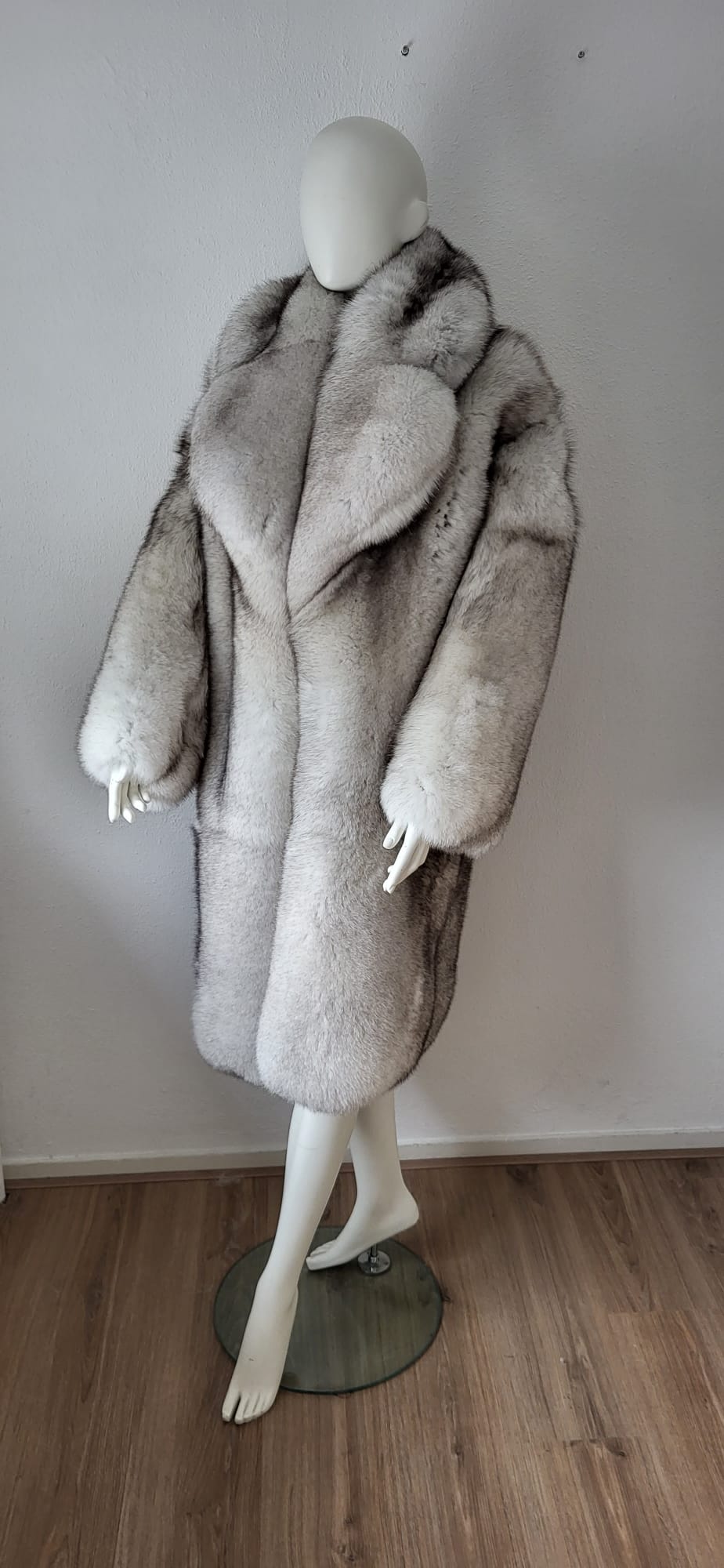 Blue fox fur coat